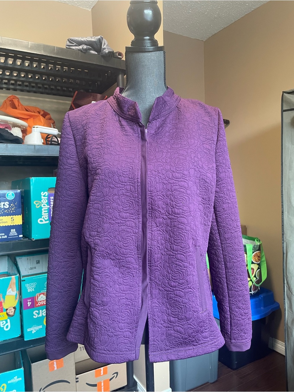 Royal purple zip-up textured jacket
